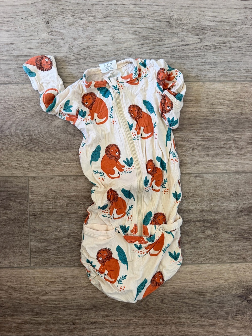 Lion Print Baby Zipper Swaddle - Cream & Orange